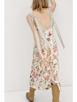 H&M - Women White Linen-Blend Tie-Strap Dress