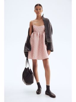 H&M - Women Pink Jacquard-Weave Strappy Dress