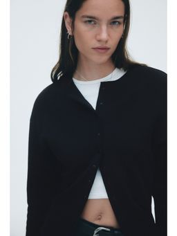 H&M - Women Black Textu-Knit Cardigan