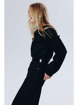 H&M - Women Black Broderie Anglaise-Detail Blouse