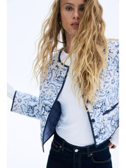 H&M - Women Blue Quilted Poplin Jacket