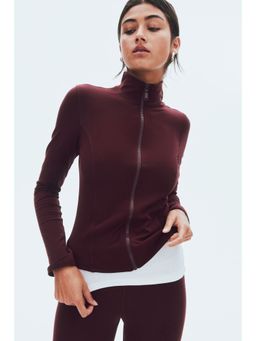 H&M - Women Maroon Zip-Through Jersey Top