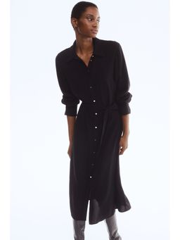 H&M - Women Black Tie-Belt Shirt Dress