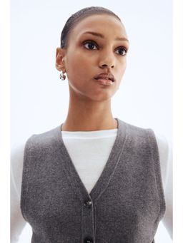 H&M - Women Grey Fine-Knit Waistcoat
