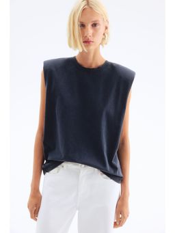 H&M - Women Black Shoulder-Pad Vest Top