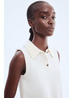 H&M - Women Beige Colla Sweater Vest