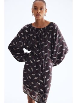 H&M - Women Black Oversized Tie-Belt Dress