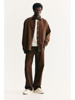 H&M - Men Brown Oversized Fit Denim Shirt