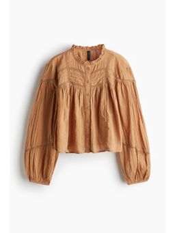 H&M - Women Beige Frill-Colla Cotton Blouse