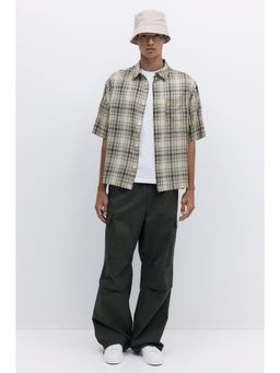 H&M - Men Beige Relaxed Fit Short-Sleeved Shirt