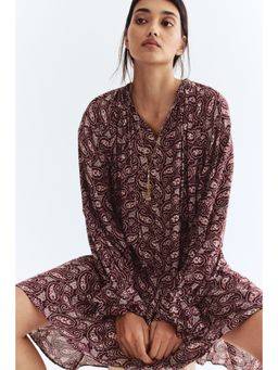 H&M - Women Red Frilled-Sleeve Dress