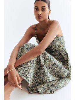 H&M - Women Green Cotton Poplin Strappy Dress