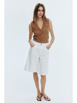 H&M - Women Brown Cable-Knit Waistcoat