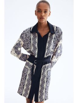 H&M - Women Blue Belted Shirt Dress