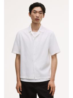 H&M - Men White Regular Fit Linen-Blend Resort Shirt