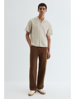 H&M - Men Beige Regular Fit Linen-Blend Resort Shirt