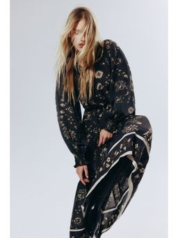 H&M - Women Black Smocked-Detail Dress