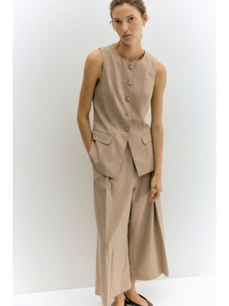 H&M - Women Beige Long Waistcoat