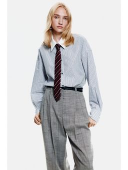 H&M - Women Grey Oversized Poplin Shirt