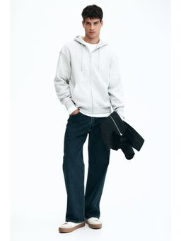 H&M - Men Grey Loose Fit Zip-Through Hoodie