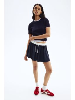 H&M - Women Blue Cable-Knit T-Shirt