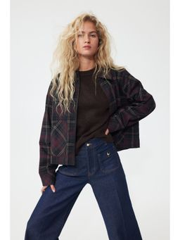 H&M - Women Multi-Color Corduroy-Collar Twill Jacket