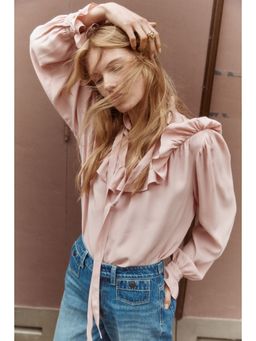 H&M - Women Orange Frill-Trimmed Blouse