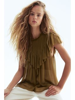 H&M - Women Yellow Flounced Viscose Blouse