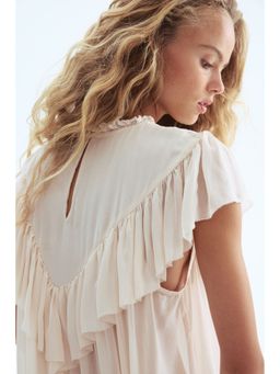 H&M - Women Beige Flounced Viscose Blouse