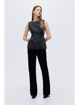 H&M - Women Grey Double-Breasted Waistcoat