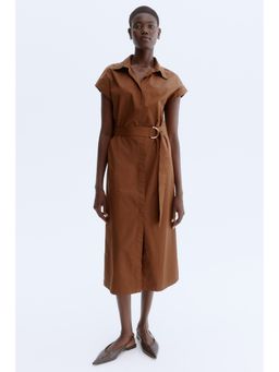 H&M - Women Brown Belted Poplin Shirt Dress