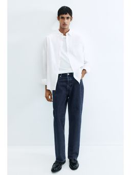 H&M - Men White Regular Fit Linen-Blend Shirt