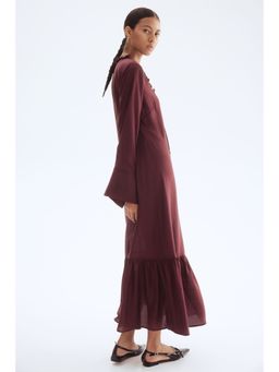 H&M - Women Red Ruffle-Trim Maxi Dress