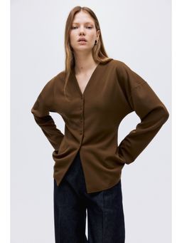H&M - Women Brown Button-Front Top