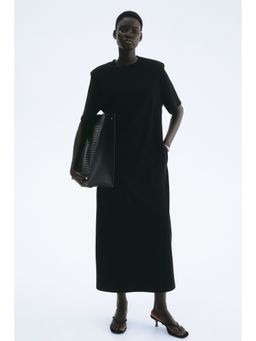 H&M - Women Black Shoulder-Pad T-Shirt Dress