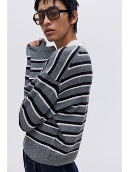H&M - Women Grey Oversized Polo Jumper