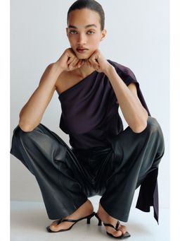 H&M - Women Purple Scarf-Detail Satin Top