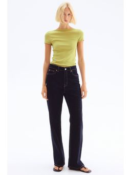 H&M - Women Yellow Ribbed Boat-Neck Top