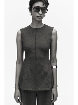 H&M - Women Grey Waisted Ponte Di Roma Top