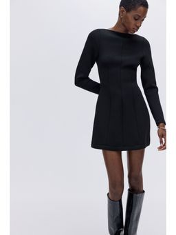 H&M - Women Black Boat-Neck Mini Dress