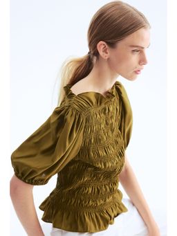 H&M - Women Green Smocked Blouse