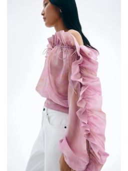 H&M - Women Pink Frilled One-Shoulder Blouse