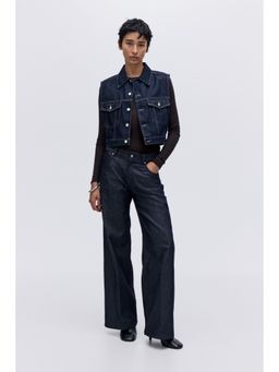 H&M - Women Blue Cropped Denim Waistcoat