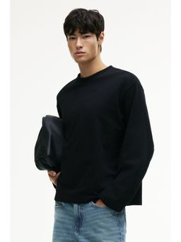 H&M - Men Black Oversized Fit Long-Sleeved Jersey Top