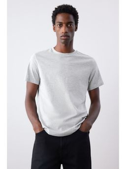 H&M - Men Grey Regular Fit Round-Neck T-Shirt