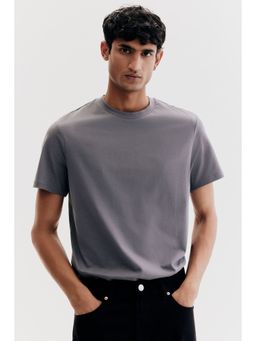 H&M - Men Grey Regular Fit Round-Neck T-Shirt