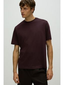 H&M - Men Purple Regular Fit Round-Neck T-Shirt