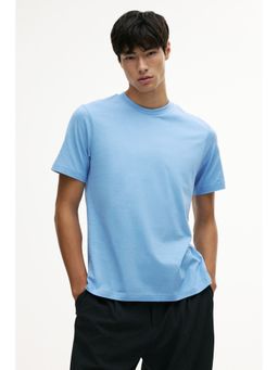 H&M - Men Blue Regular Fit Round-Neck T-Shirt