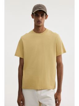 H&M - Men Yellow Regular Fit Round-Neck T-Shirt