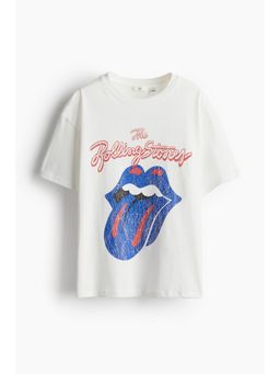 H&M - Women White Oversized Printed T-Shirt
